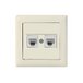 Розетка компьютерная 2xRJ45 (Cat5e, скрытая) кремовая, DARIA, MUTLUSAN
