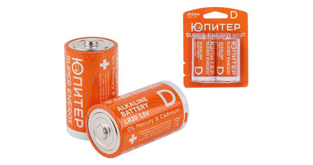 Батарейка D LR20 1,5V alkaline 2шт. ЮПИТЕР