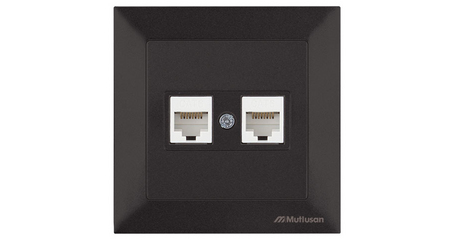 Розетка компьютерная 2xRJ45 (Cat6, скрытая) черная, DARIA, MUTLUSAN