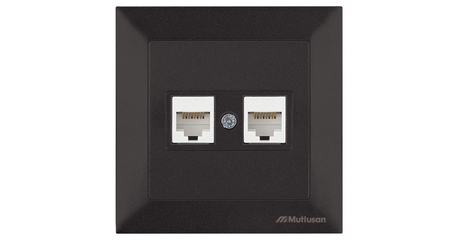 Розетка компьютерная 2xRJ45 (Cat6, скрытая) черная, DARIA, MUTLUSAN