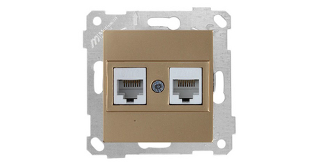 Розетка компьютерная 2xRJ45 (Cat6, скрытая, без рамки) золото, RITA, MUTLUSAN