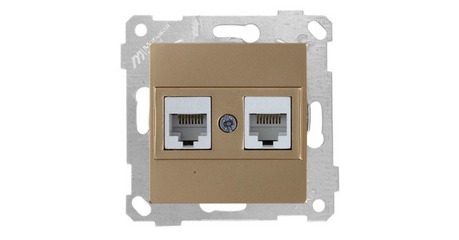 Розетка компьютерная 2xRJ45 (Cat6, скрытая, без рамки) золото, RITA, MUTLUSAN