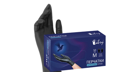 Перчатки нитриловые, р-р М, уп. 100 шт. черные LIBRY