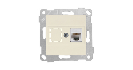 Розетка компьютерная 1xRJ45 (Cat5e, скрытая, без рамки) кремовая, RITA, MUTLUSAN