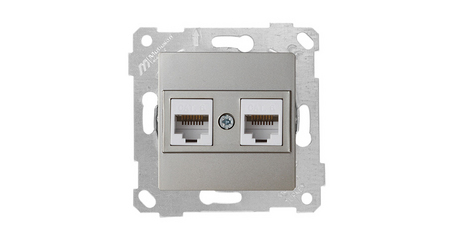 Розетка компьютерная 2xRJ45 (Cat6, скрытая, без рамки) титан, RITA, MUTLUSAN