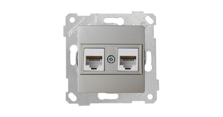 Розетка компьютерная 2xRJ45 (Cat6, скрытая, без рамки) титан, RITA, MUTLUSAN