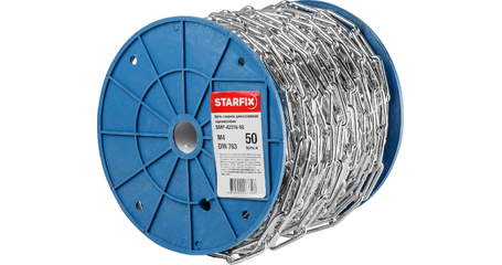 Цепь сварная длиннозвенная, оцинк. М4 DIN 763 (бухта 50 м) STARFIX