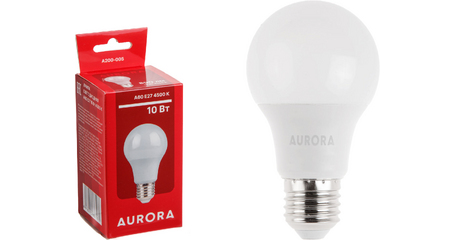 Лампа светодиодная A60 СТАНДАРТ 10Вт 230В E27 4500K AURORA