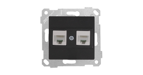 Розетка компьютерная 2xRJ45 (Cat6, скрытая, без рамки) черная, RITA, MUTLUSAN