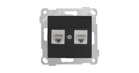 Розетка компьютерная 2xRJ45 (Cat6, скрытая, без рамки) черная, RITA, MUTLUSAN