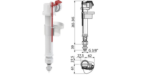 Впускной механизм с нижней подводкой 3/8, Alcaplast