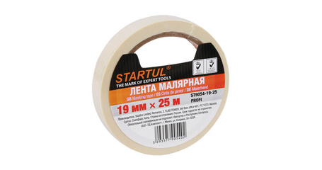 Лента малярная 19ммх25м STARTUL PROFI (ST9054-19-25), белая