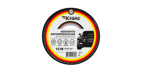 Изолента автомобильная флис, 0.3х19 мм, 15 м KRANZ
