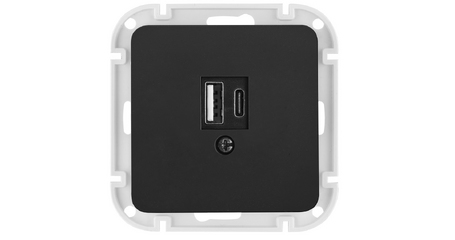 Розетка с двумя USB-разъемами (узел, скрытая) карбон, Astrum BYLECTRICA
