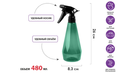 Опрыскиватель ручной 0,48л с пульверизатором, PERFECTO LINEA