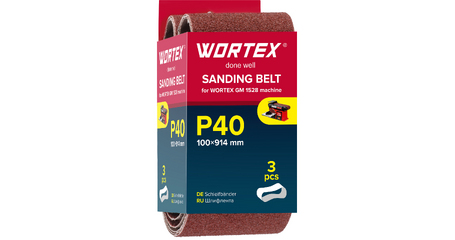 Шлифлента 100x914 мм P40 бесконечная 3 шт. для станка WORTEX GM 1528