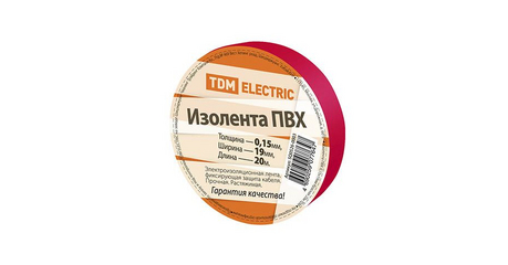 Изолента ПВХ 0,15х19мм Красная 20м TDM