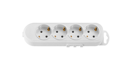 Розетка 4-ая переносная (с/з, 16А, 250В) белая, BYLECTRICA