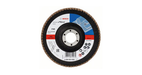 Круг лепестковый 125х22.2 мм K40 конический STANDARD FOR METAL BOSCH