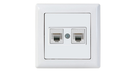 Розетка компьютерная 2xRJ45 (Cat5e, скрытая) белая, DARIA, MUTLUSAN