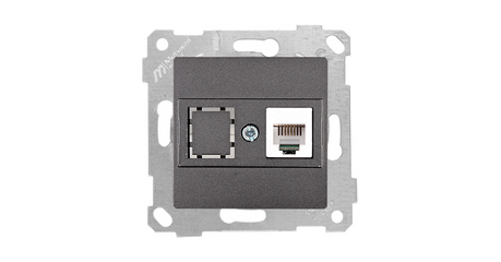 Розетка компьютерная 1xRJ45 (Cat5e, скрытая, без рамки) дымчатая, RITA, MUTLUSAN