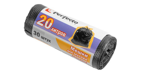 Мешки для мусора Standard, 20 л, 30 шт., черные, PERFECTO LINEA