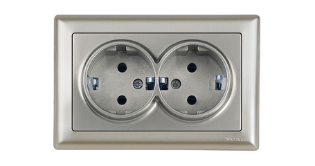 Розетка 2-ая (скрытая, с/з, керамика) титан, DARIA, MUTLUSAN