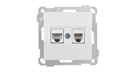 Розетка телефонная + компьютерная (RJ12+Cat5e) белая, ELITRA, MUTLUSAN