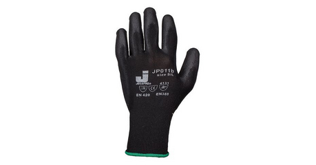 Перчатки нейлон, полиуретановое неполн. покрытие, р.XL, черные, Jeta Safety