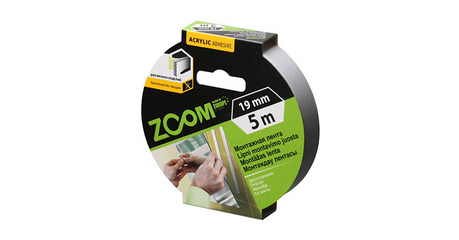 Лента двухсторонняя монтажная клейкая  ZOOM (пеновая) 25ммх5м