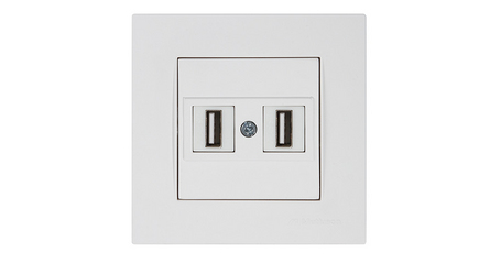 Розетка компьютерная 2хUSB (скрытая) белая (не для зарядки) RITA, MUTLUSAN