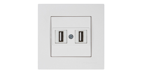 Розетка компьютерная 2хUSB (скрытая) белая (не для зарядки) RITA, MUTLUSAN
