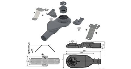 Экстра низкий сифон DN40, Alcaplast