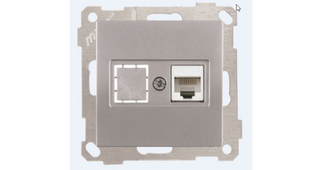 Розетка компьютерная 1xRJ45 (Cat5e, скрытая, без рамки) серебро, DARIA, MUTLUSAN