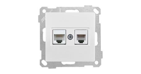 Розетка телефонная + компьютерная (RJ12+Cat5e, скрытая, без рамки) белая, DARIA, MUTLUSAN
