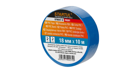 Изолента ПВХ 18ммх10м синяя STARTUL PROFI (ST9047-2)