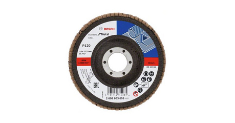 Круг лепестковый 115х22.2 мм K120 конический STANDARD FOR METAL BOSCH