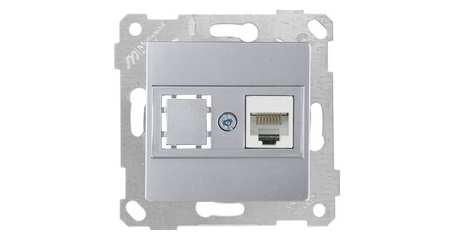 Розетка компьютерная 1xRJ45 (Cat5e, скрытая, без рамки) серебро, RITA, MUTLUSAN