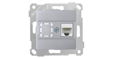 Розетка компьютерная 1xRJ45 (Cat5e, скрытая, без рамки) серебро, RITA, MUTLUSAN