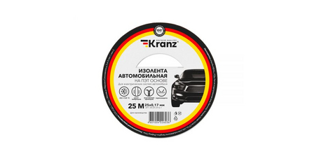 Изолента автомобильная полиэстер, 0.17х25 мм, 25 м KRANZ