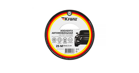 Изолента автомобильная полиэстер, 0.17х25 мм, 25 м KRANZ