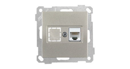 Розетка компьютерная 1xRJ45 (Cat5e, скрытая, без рамки) титан, DARIA, MUTLUSAN