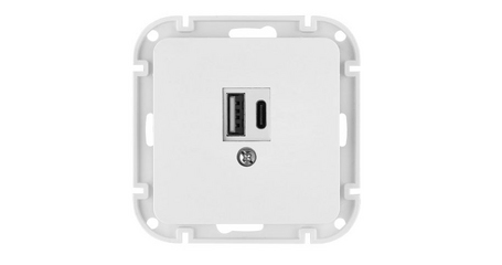 Розетка с двумя USB-разъемами (узел, скрытая) белая, Astrum BYLECTRICA