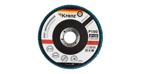 Круг лепестковый 125х22,2мм P100 циркониевый плоск. INOX KRANZ