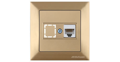 Розетка компьютерная 1xRJ45 (Cat5e, скрытая) золото, DARIA, MUTLUSAN