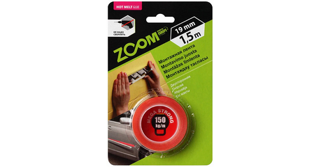 Лента двухсторонняя клейкая Mega Strong 19мм х 1,5м ZOOM