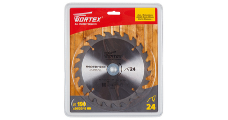 Диск пильный 190х30/20/16 мм 24 зуб. по дереву WORTEX