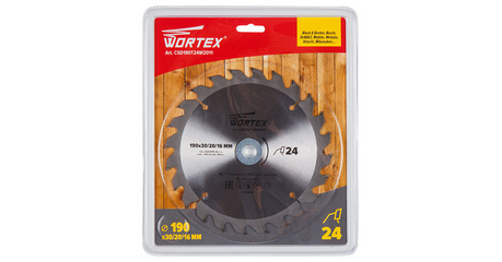 Диск пильный 190х30/20/16 мм 24 зуб. по дереву WORTEX