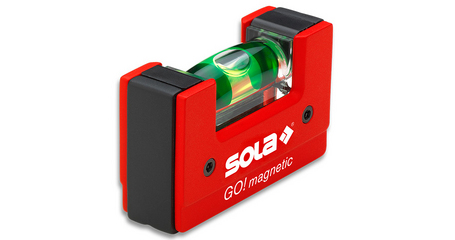 Уровень 68 мм 1 глазок пластм. GO! magnetik  (SOLA) Магнитный