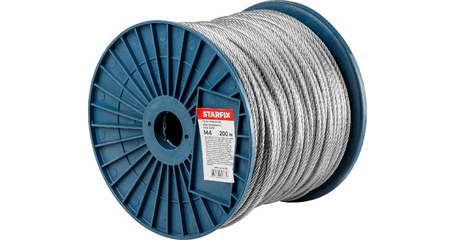Трос стальной, оцинк. М4 DIN 3055 (бухта 200 м) STARFIX